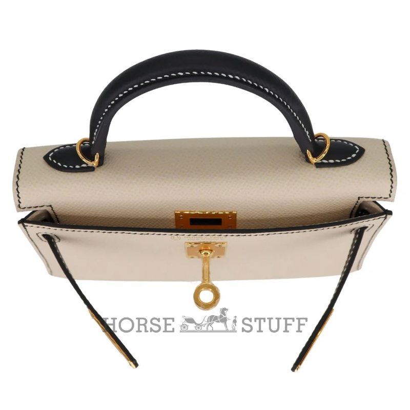 Hermès Kelly Sellier Mini II Special Order HSS Nata / Black Epsom GHW