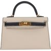 Hermès Kelly Sellier Mini II Special Order HSS Nata / Black Epsom GHW