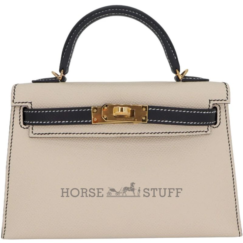 Hermès Kelly Sellier Mini II Special Order HSS Nata / Black Epsom GHW