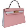 Hermès Kelly Sellier Mini II Special Order HSS Rose Sakura / Blue Brume Epsom Permabrass HW