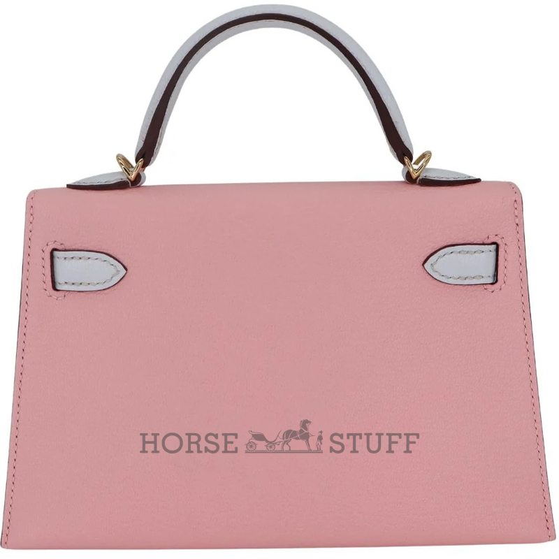 Hermès Kelly Sellier Mini II Special Order HSS Rose Sakura / Blue Brume Epsom Permabrass HW