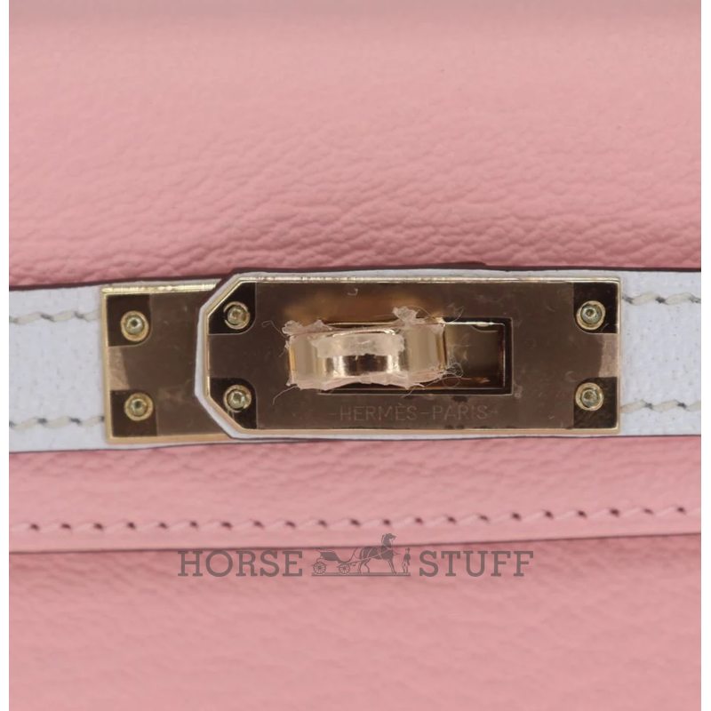 Hermès Kelly Sellier Mini II Special Order HSS Rose Sakura / Blue Brume Epsom Permabrass HW