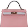 Hermès Kelly Sellier Mini II Special Order HSS Rose Sakura / Blue Brume Epsom Permabrass HW