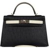 Hermès Kelly Sellier Mini II Special Order HSS Black / Beton Ostrich Permabrass HW