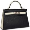 Hermès Kelly Sellier Mini II Special Order HSS Black / Beton Ostrich Permabrass HW