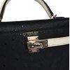 Hermès Kelly Sellier Mini II Special Order HSS Black / Beton Ostrich Permabrass HW