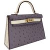 Hermès Kelly Sellier Mini II Special Order HSS Gris Asphalt / Beton Ostrich Permabrass HW