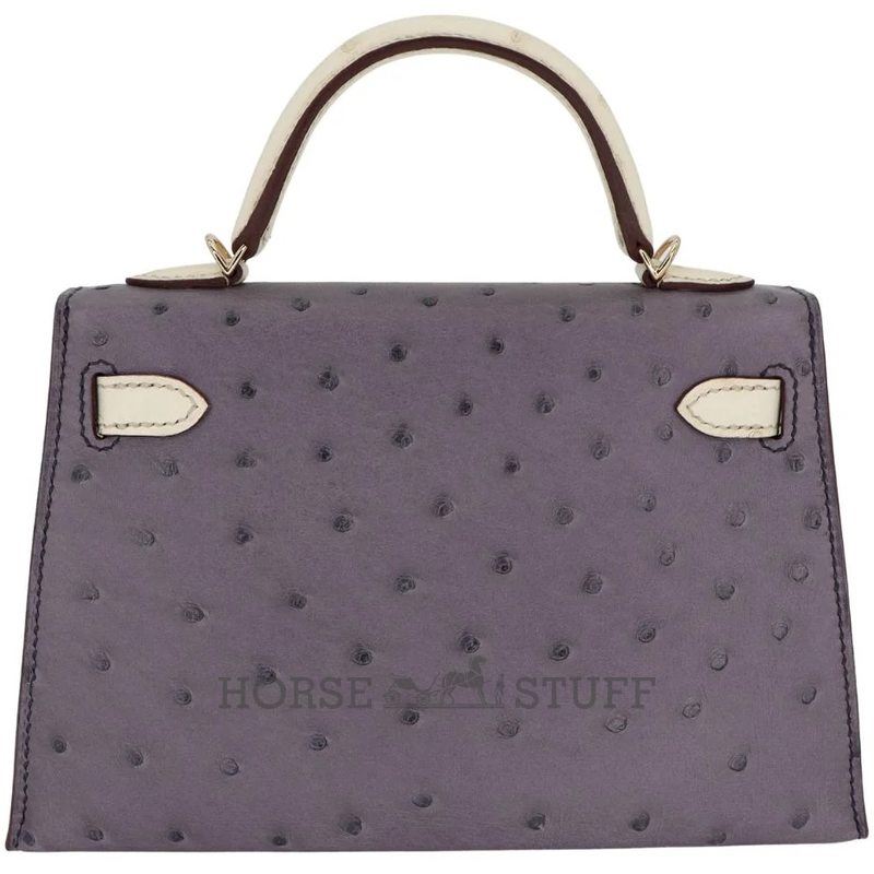 Hermès Kelly Sellier Mini II Special Order HSS Gris Asphalt / Beton Ostrich Permabrass HW