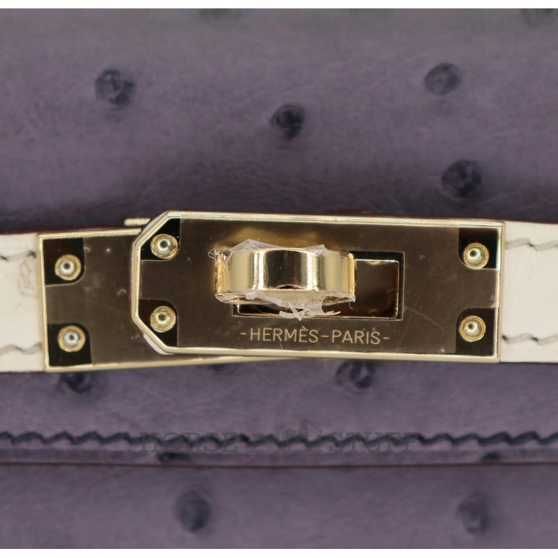 Hermès Kelly Sellier Mini II Special Order HSS Gris Asphalt / Beton Ostrich Permabrass HW