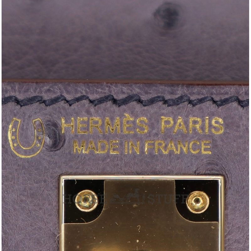Hermès Kelly Sellier Mini II Special Order HSS Gris Asphalt / Beton Ostrich Permabrass HW