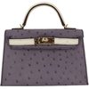 Hermès Kelly Sellier Mini II Special Order HSS Gris Asphalt / Beton Ostrich Permabrass HW