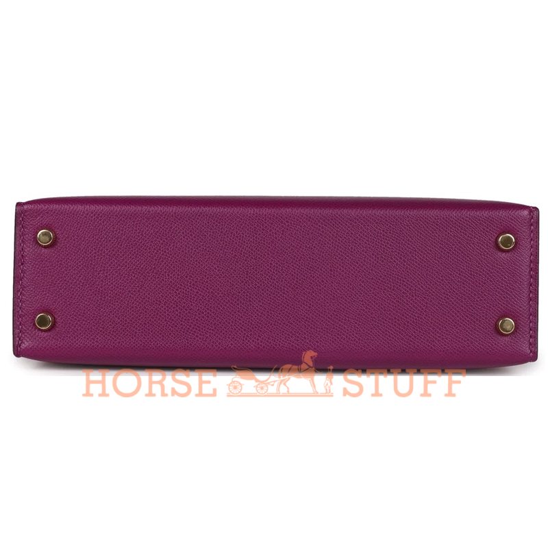 Hermès Kelly Sellier Mini II Touch Anemone Madame / Amethyst Lisse Crocodile Alligator GHW