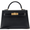 Hermès Kelly Sellier Mini II Touch Black Madame / Black Lisse Crocodile Alligator GHW