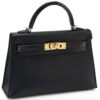 Hermès Kelly Sellier Mini II Touch Black Madame / Black Lisse Crocodile Alligator GHW