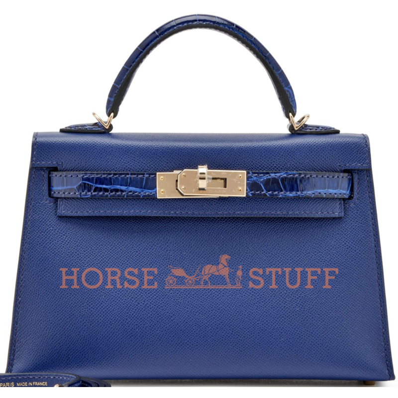 Hermès Kelly Sellier Mini II Touch Blue Sapphire Madame / Blue Sapphire Lisse Crocodile Alligator Permabrass