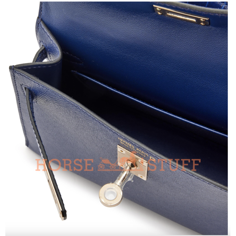 Hermès Kelly Sellier Mini II Touch Blue Sapphire Madame / Blue Sapphire Lisse Crocodile Alligator Permabrass