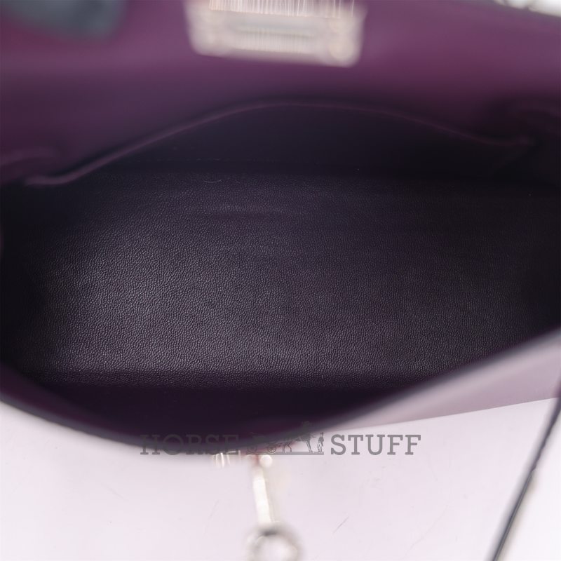Hermès Kelly Sellier Mini II Touch Cassis Madame / Shiny Crocodile Alligator PHW