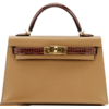 Hermès Kelly Sellier Mini II Touch Chai Madame / Miel Lisse Crocodile Alligator GHW