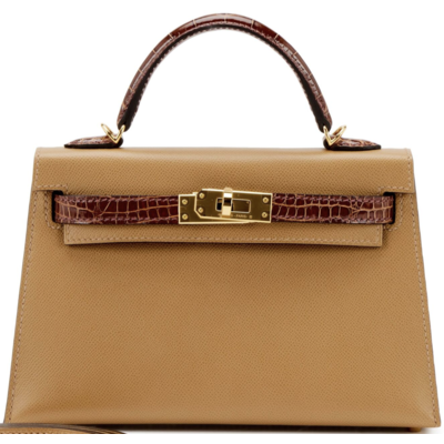 Hermès Kelly Sellier Mini II Touch Chai Madame / Miel Lisse Crocodile Alligator GHW