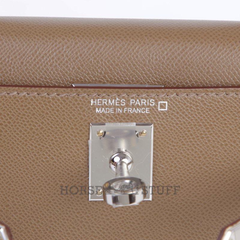 Hermès Kelly Sellier Mini II Touch Etoupe Madame / Beton Matte Crocodile Alligator PHW