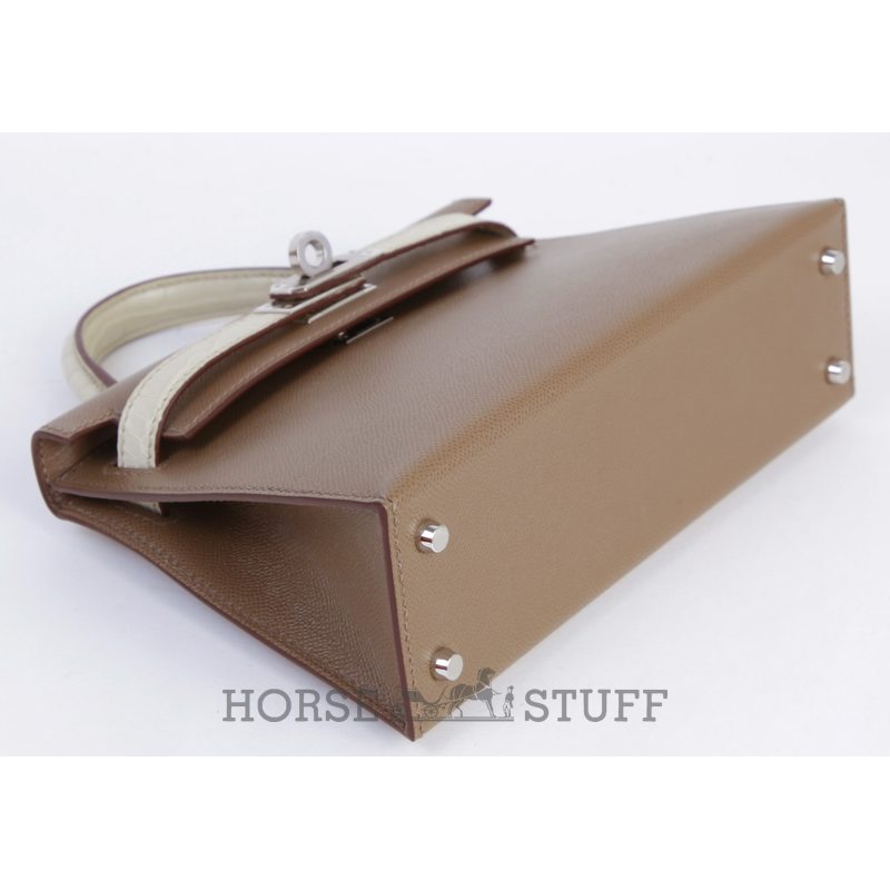 Hermès Kelly Sellier Mini II Touch Etoupe Madame / Beton Matte Crocodile Alligator PHW