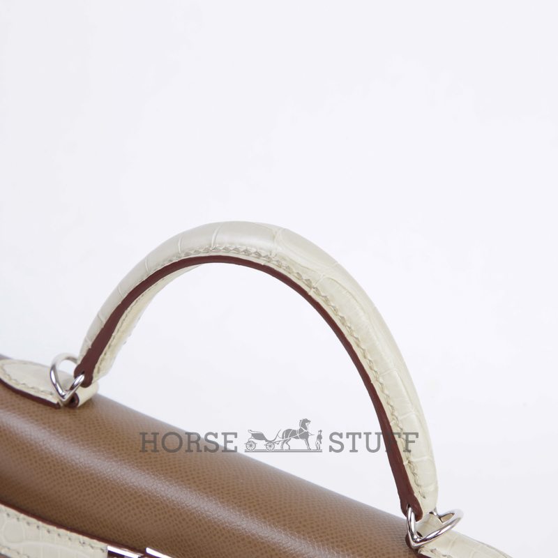 Hermès Kelly Sellier Mini II Touch Etoupe Madame / Beton Matte Crocodile Alligator PHW