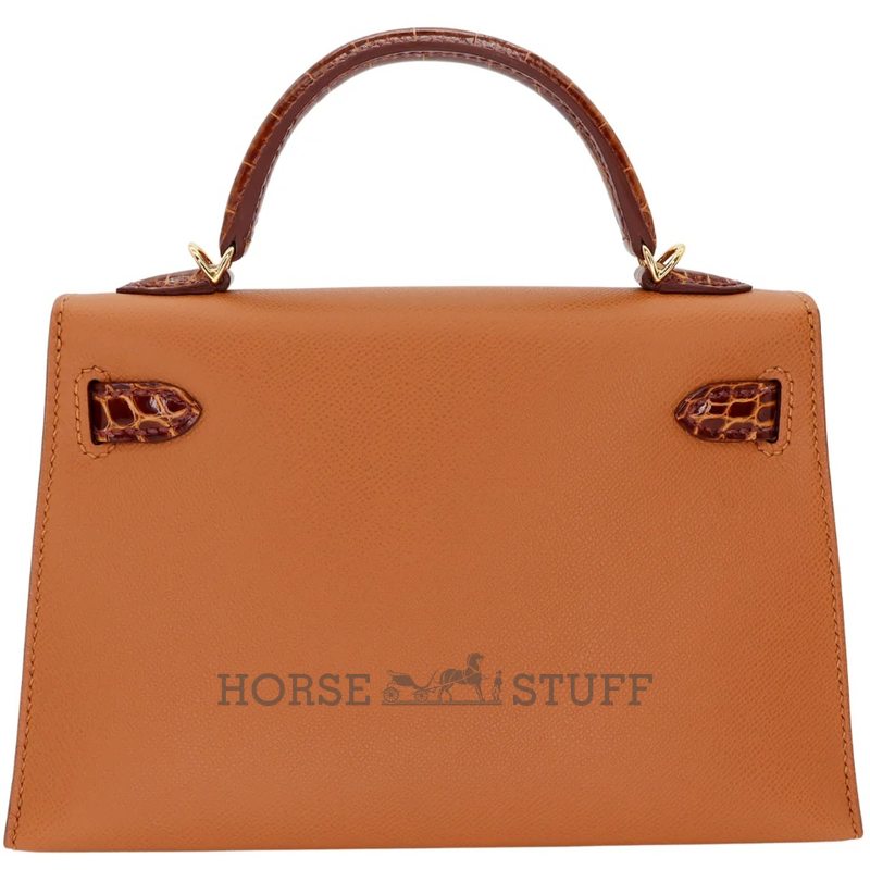 Hermès Kelly Sellier Mini II Touch Gold Madame / Miel Shiny Crocodile Alligator GHW