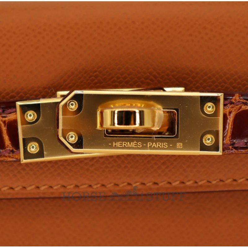 Hermès Kelly Sellier Mini II Touch Gold Madame / Miel Shiny Crocodile Alligator GHW