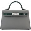 Hermès Kelly Sellier Mini II Touch Gris Meyer Madame / Vert Fonce Shiny Crocodile Alligator PHW