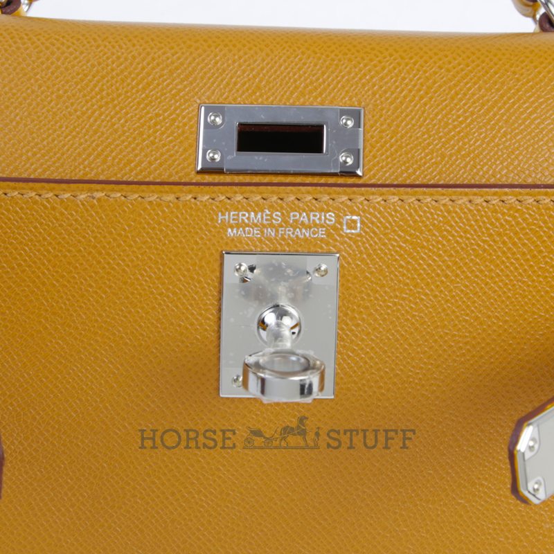 Hermès Kelly Sellier Mini II Touch Sesame Madame / Jaune Ambre Shiny Crocodile Alligator PHW