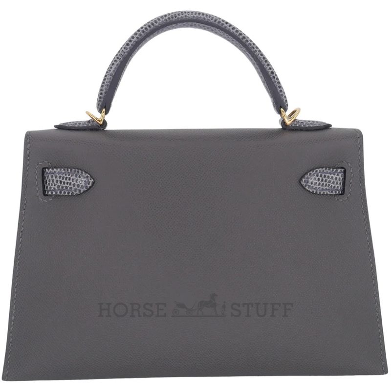 Hermès Kelly Sellier Mini II Touch Graphite Madame / Ardoise Shiny Niloticus Lizard GHW