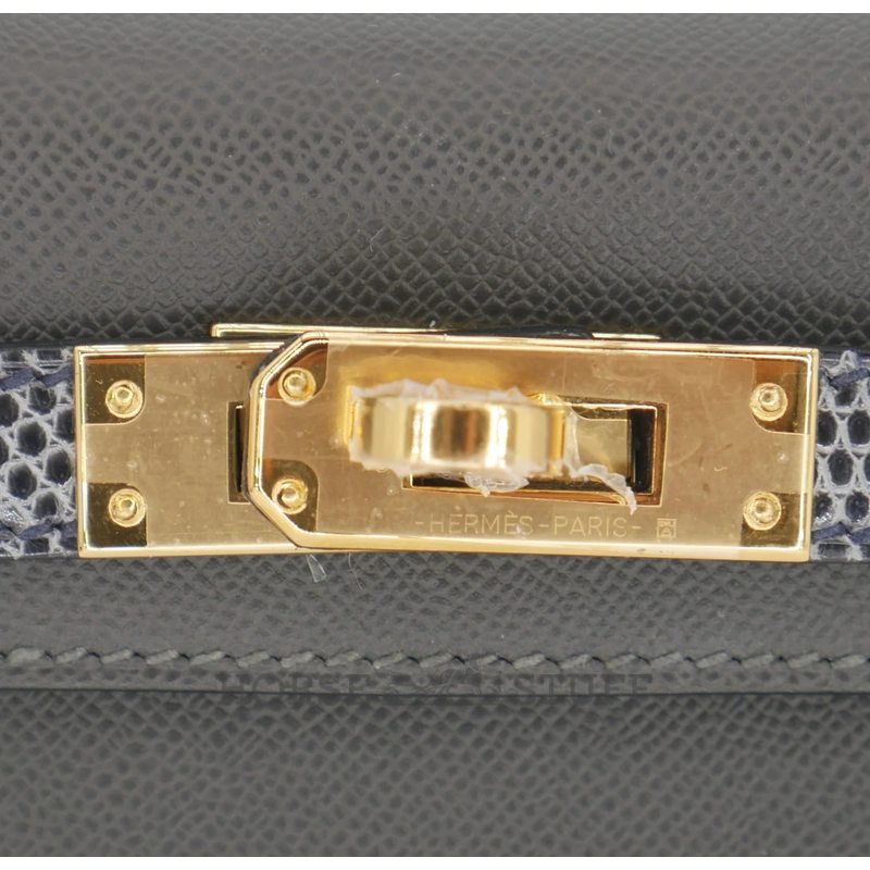 Hermès Kelly Sellier Mini II Touch Graphite Madame / Ardoise Shiny Niloticus Lizard GHW