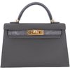 Hermès Kelly Sellier Mini II Touch Graphite Madame / Ardoise Shiny Niloticus Lizard GHW
