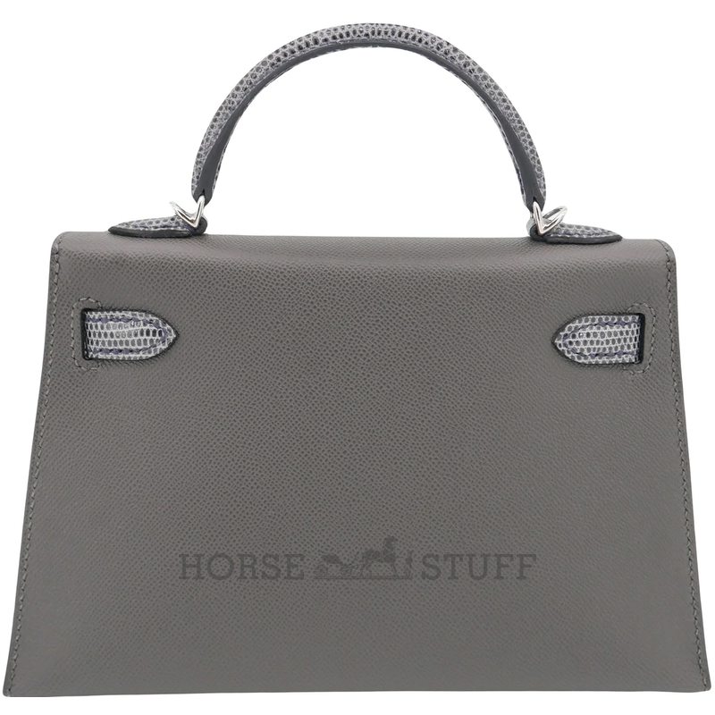 Hermès Kelly Sellier Mini II Touch Graphite Madame / Ardoise Shiny Niloticus Lizard PHW