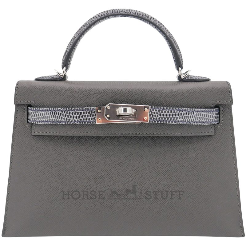 Hermès Kelly Sellier Mini II Touch Graphite Madame / Ardoise Shiny Niloticus Lizard PHW