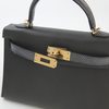Hermès Kelly Sellier Mini II Touch Graphite Madame / Shiny Niloticus Lizard GHW