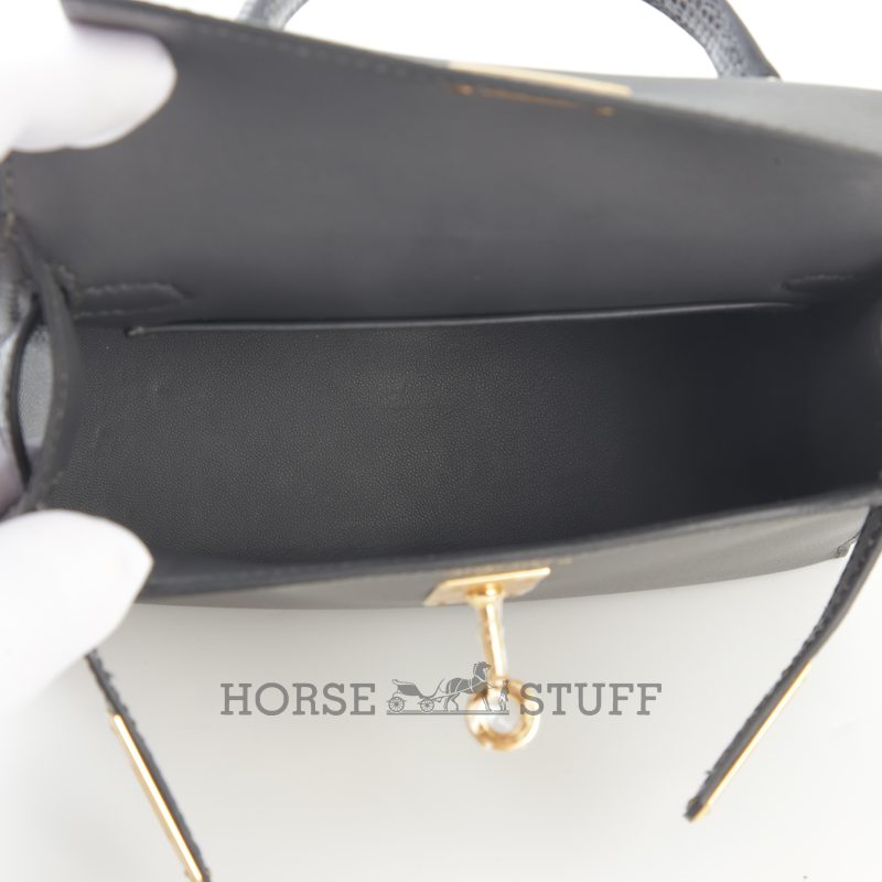 Hermès Kelly Sellier Mini II Touch Graphite Madame / Shiny Niloticus Lizard GHW