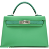 Hermès Kelly Sellier Mini II Touch Vert Comics Madame / Menthe Shiny Niloticus Lizard PHW