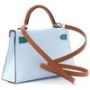 Hermès Kelly Sellier Mini II Limited Edition Tricolor Blue Brume / Gold / Vert Jade Epsom PHW