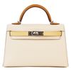 Hermès Kelly Sellier Mini II Limited Edition Tricolor Nata / Jaune Poussin / Sesame Epsom PHW