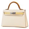 Hermès Kelly Sellier Mini II Limited Edition Tricolor Nata / Jaune Poussin / Sesame Epsom PHW