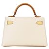 Hermès Kelly Sellier Mini II Limited Edition Tricolor Nata / Jaune Poussin / Sesame Epsom PHW