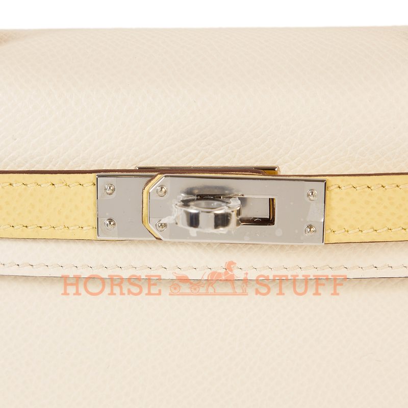 Hermès Kelly Sellier Mini II Limited Edition Tricolor Nata / Jaune Poussin / Sesame Epsom PHW