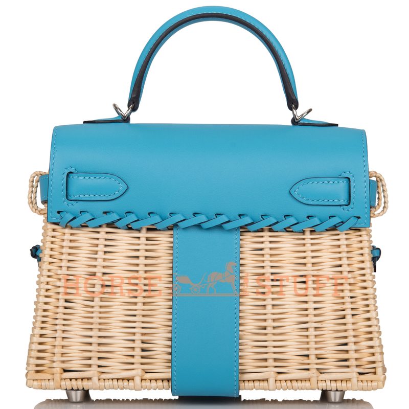 Hermes Kelly Limited Edition Picnic Mini Blue de Nord Swift and Osier PHW