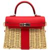 Hermès Kelly Limited Edition Picnic Mini Rouge de Coeur Swift and Osier PHW