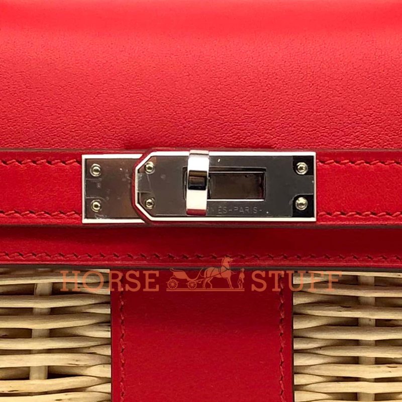 Hermès Kelly Limited Edition Picnic Mini Rouge de Coeur Swift and Osier PHW