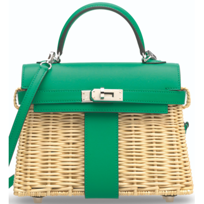 Hermes Kelly Limited Edition Picnic Mini Vert Verone Swift and Osier PHW