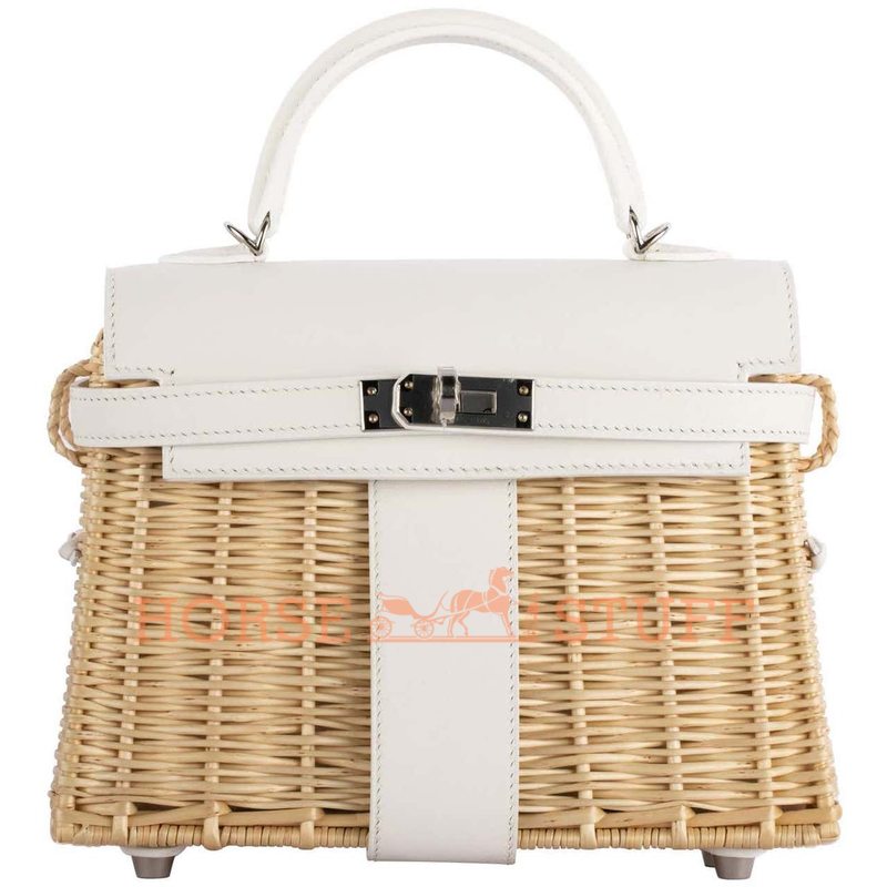 Hermès Kelly Limited Edition Picnic Mini White Swift and Osier PHW