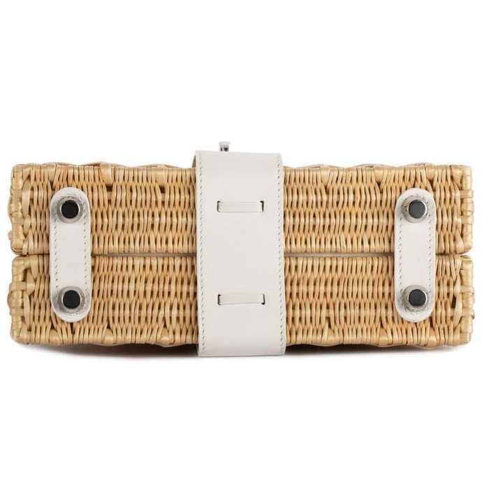 Hermès White Mini Kelly Picnic 20cm of Osier Wicker and Swift Leather with  Palladium Hardware, Handbags & Accessories Online, Ecommerce Retail