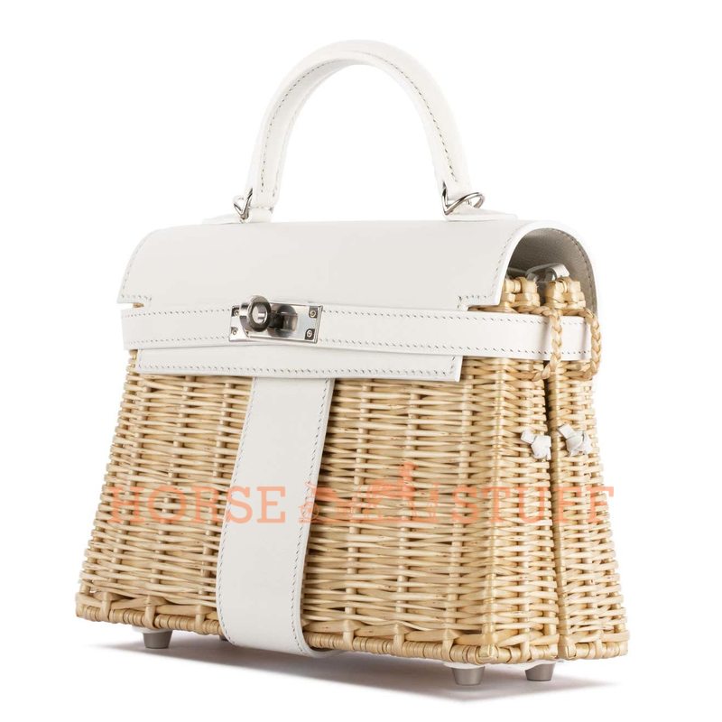 Hermès Kelly Limited Edition Picnic Mini White Swift and Osier PHW